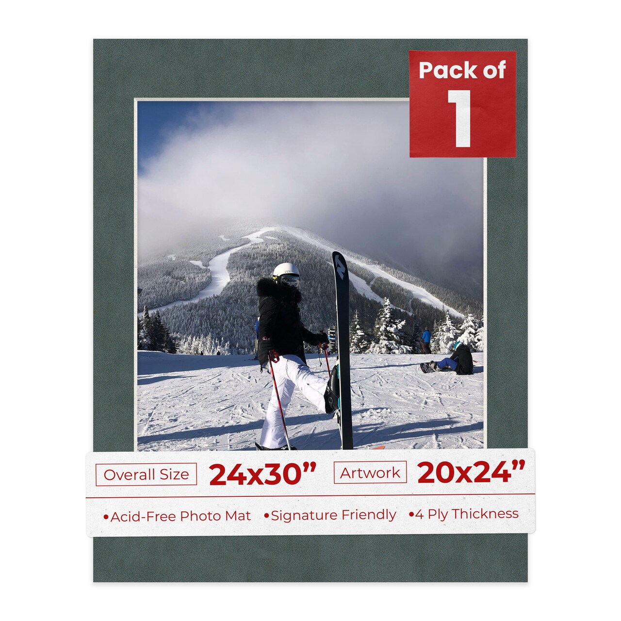 Dark Grey Suede Mat Board for 24x30 Frames - Fits 20x24 Photos